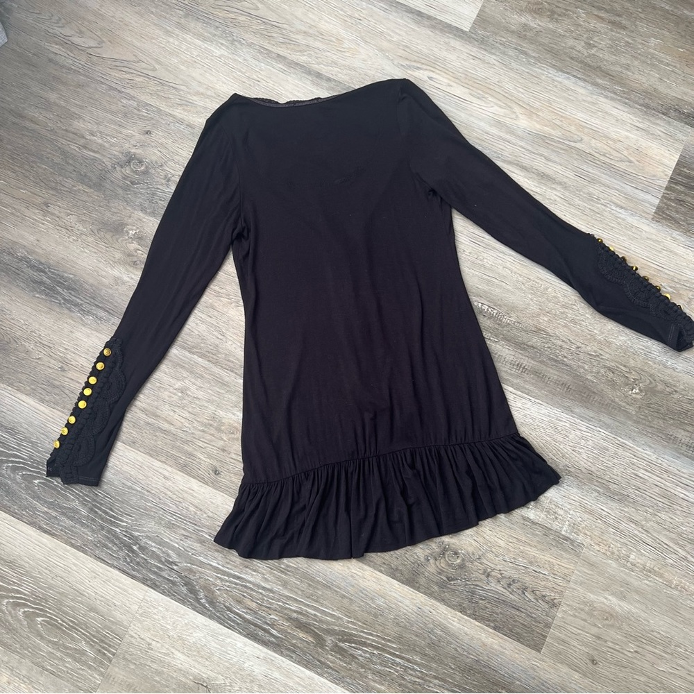 Scrapbook button v-neck l/s lace sleeve top - Picture 4 of 8